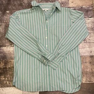 Reitmans Women’s Green and White Striped Shirt